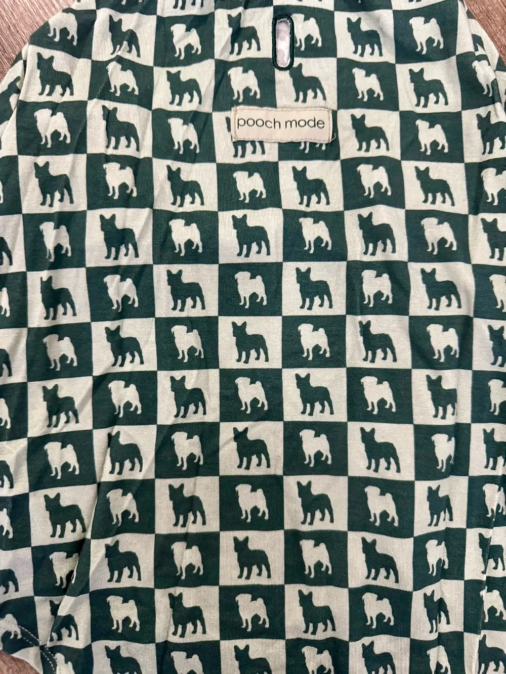 Pooch Mode Dog Outfit XL Bamboo Stretch Green Check‎ Frenchie Pug Print NWT